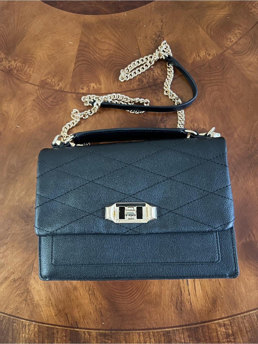 Rebecca Minkoff Je T'aime Blk Quilted Chain-Handle Shoulder Bag - Gold Hardware